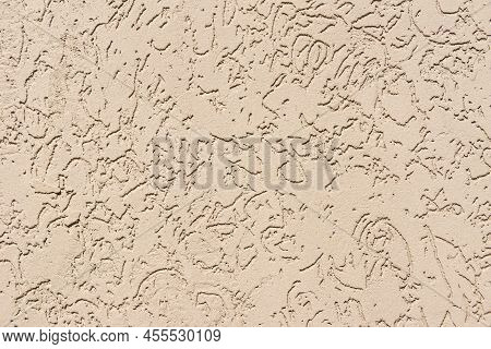 Texture Of A Plastered Wall With A Style Of Bark Beetle Of A Disorderly Direction