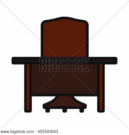 Icon Of Table And Armchair. Editable Bold Outline With Color Fill Design. Vector Illustration.