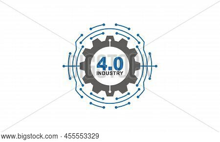Industry 4.0 Concept Business Control Or Logo, World Factory And Wheel Eclectic, Cyber Physical Syst
