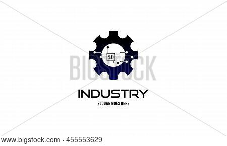 Industry 4.0 Concept Business Control Or Logo, World Factory And Wheel Eclectic, Cyber Physical Syst