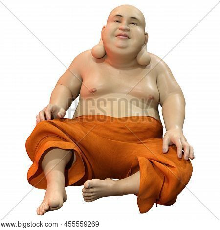 3d Rendering Of A Budai, A Magical Being From Asian Folklore, Isolated On White Background