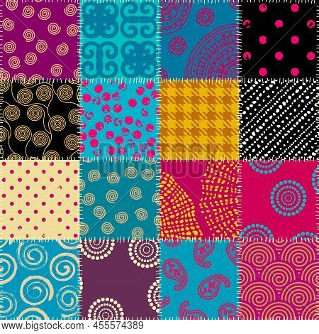 Patchwork Textile Pattern. Seamless Quilting Design Background.