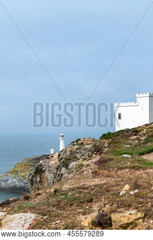 South Stack Lighthouse, Wales, Anglesey, Uk. It Is Built On The Summit Of A Small Island Off The Nor