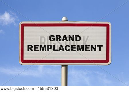 A French Entry City Sign Against A Blue Sky With Written In The Middle In French 
