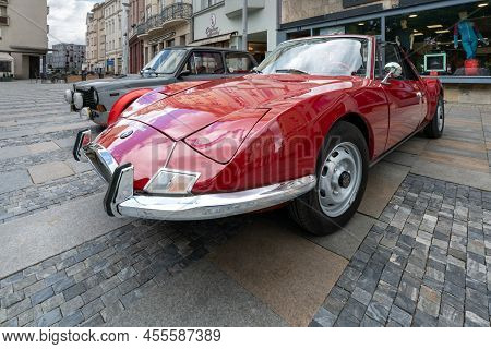 Ostrava, Czechia - 05.28.2022: Low Angle Wide Shot Of Veteran Matra Sports M530 Lx Front And Side. V