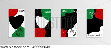 Set Of Juneteenth Social Media Stories And Post Templates. Background Template With Copy Space For T