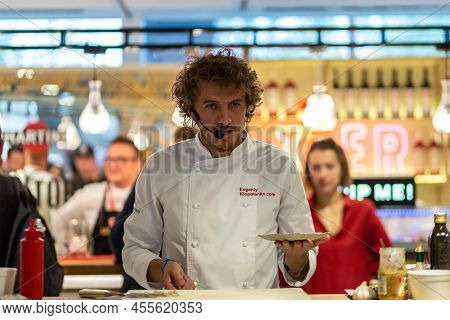 Kyiv, Ukraine, September 28, 2018. Evgeniy Klopotenko Doing Cooking Snacks Workshop On Barometer Int