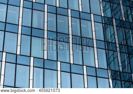 Schaerbeek, Brussels Capital Region - Belgium - 02 20 2020 Reflecting Patterns Of The Blue Office Wi