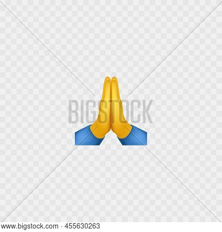 Prayer Hands Emoji. Folded Hands. Isolated On White. Vector