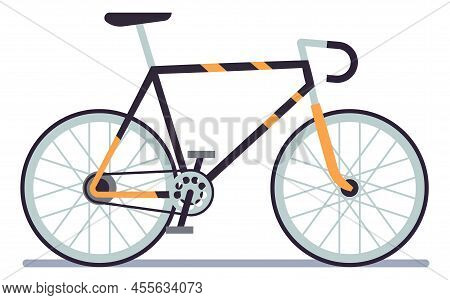 Bicycle Isolated On White Background. Extreme Sports And Roadbike, Side View Bike, Walking Modern Ur