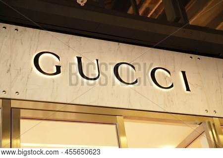 Warshaw, Poland - May 14, 2022: Gucci Fashion Store In Shopping Mall