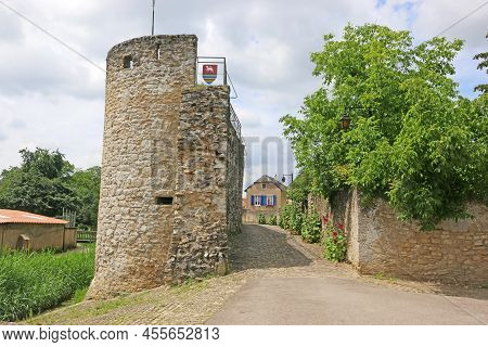 Castle And City Walls In Rodemack, France