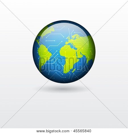 Planet with circuit board texture