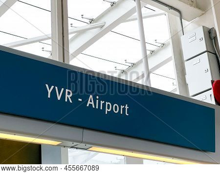 Vancouver, Canada - January 15,2022: View Of Yvr Sign Inside Vancouver International Airport(yvr)