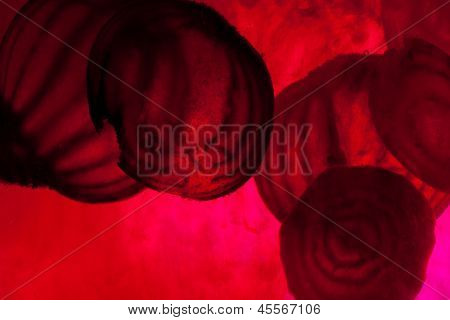 sliced raw beet in water. Close up