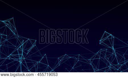 Network Connection Technology. Abstract Blue Background. Big Data Visualization. Vector Illustration