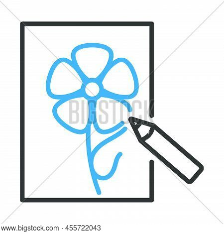 Sketch With Pencil Icon. Editable Bold Outline With Color Fill Design. Vector Illustration.
