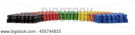 Wooden Figurines In The Colors Of German Political Parties And The Rotunda Of The German Parliament
