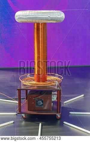 Electrical Resonant Transformer Coil Designed By Inventor Nikola Tesla