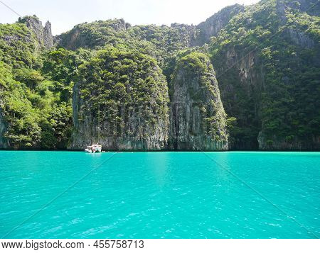 Boats And A Lot Of Tourists With Crystal Clear Water At Pileh Lagoon, Krabi, Thailand