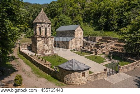 Mtsvane Monastery In Georgia. It Is Medieval Complex In A Forested Valley Also Known As Green Monast