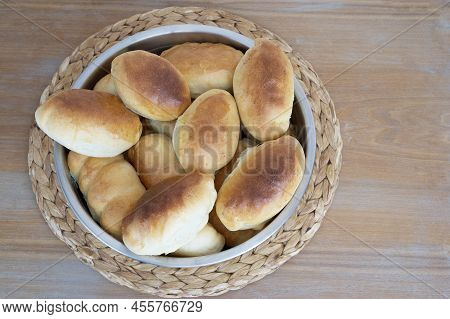 Handmade Russian Stile Delicious Warm Pies Are Cooked In The Oven Are Preparing For Weekend Breakfas