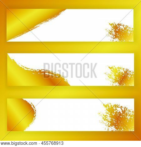 Vector Set 3 Varian Template Scribble Golden Crayon Banner.