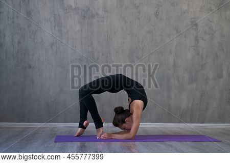Serenity Health Young Woman Doing Yoga Or Pilates, Yoga Meditation Young Healthy Woman Relaxing Agai