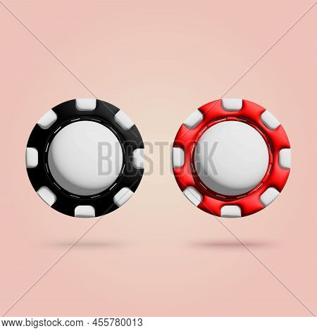 Set Of Casino Chips Isolated On White. Vector