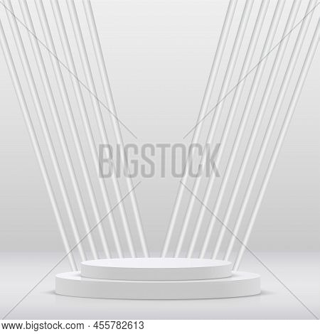 Abstract Background With White Podium For Presentation. Vector