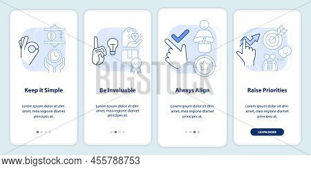 Components Of Communication Light Blue Onboarding Mobile App Screen. Walkthrough 4 Steps Editable Gr
