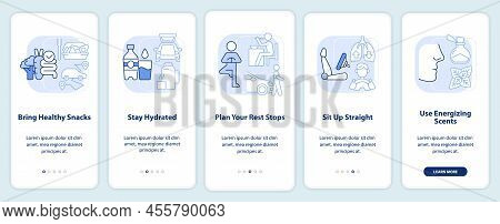 Road Trip Healthy Habits Light Blue Onboarding Mobile App Screen. Walkthrough 5 Steps Editable Graph