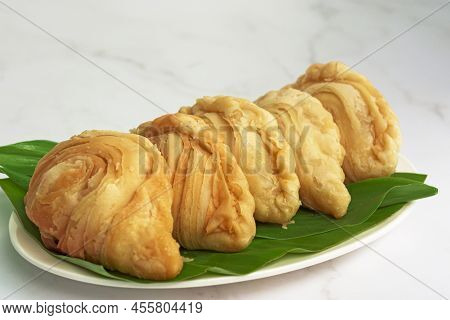 Malaysia Popular And Traditional Snack Karipap Or Curry Puff Filled With Potato Fillings.