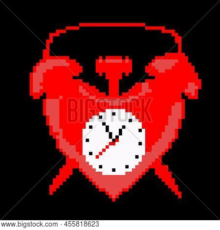 Cryptopunk Cheerful Red Alarm Clock, Nft Art.