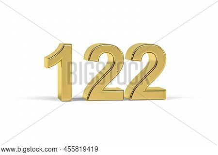 Golden 3d Number 122 - Year 122 Isolated On White Background - 3d Render