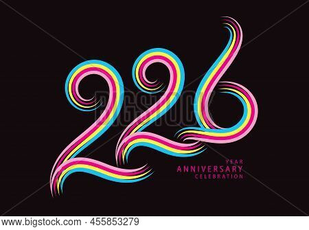 226 Number Design Vector, Graphic T Shirt, 226 Years Anniversary Celebration Logotype Colorful Line,