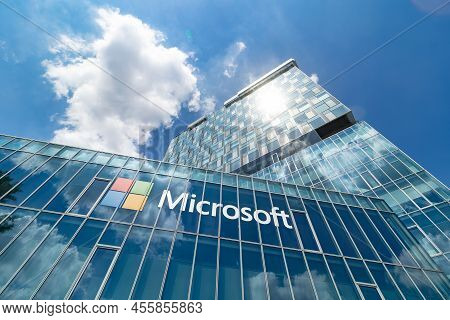 Bucharest, Romania - June 04, 2022: View Of Microsoft Romania Headquarters In City Gate Towers Situa