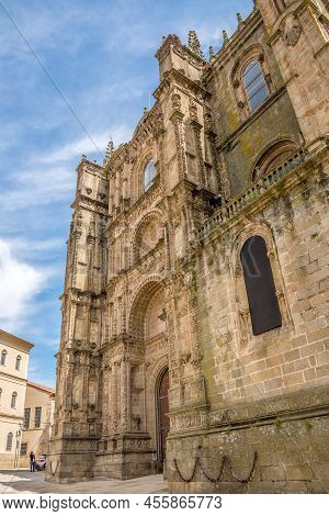 View At The Fascade Of New Cathedral In The Streets Of Plasencia In Spain