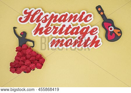 Creative Paper Craft Hispanic Heritage Month Flat Lay With Salsa Dancer And Guitar