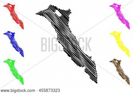 Bering Island (russia, Russian Federation, Kamchatka) Map Vector Illustration, Scribble Sketch Behri