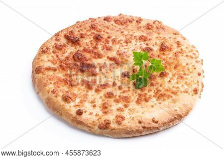 Georgian  Traditional Cheese Bread Flatbread Isolated On White