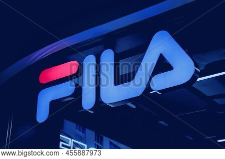 Phuket, Thailand - May 29, 2022: Fila Brand Retail Shop Logo Signboard On The Storefront In The Shop