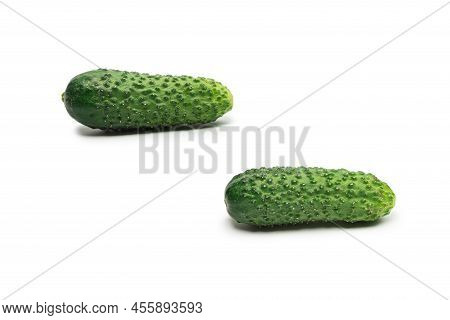 Fresh Green Cucomber Isolated On A White Background.