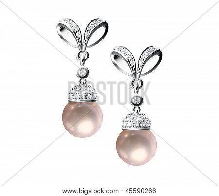 Die Schönheit Pearl Ohrringe auf weißem Hintergrund