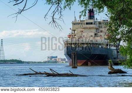 New Orleans, La - June 2: Stern Of Dredge Wheeler, A Hopper Dredge Docked On The Mississippi River A