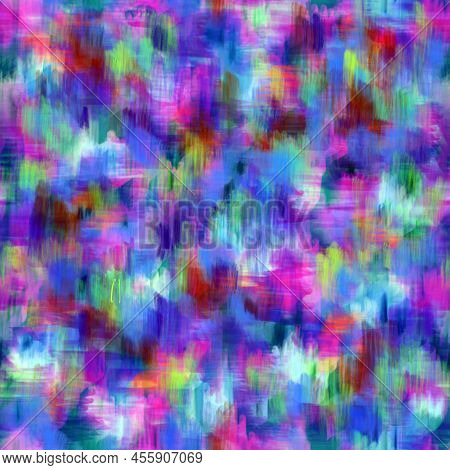 Multicolor Blurred Abstract Seamless Pattern Mixed Irregular Transparent Spots, Blots, Splotches And