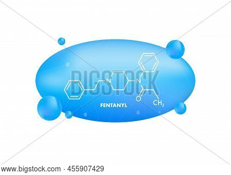 Fentanyl Molecula Formula. Vector Drawing. Vector Icon.