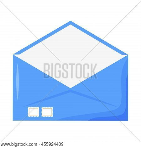 Envelope With Postage Stamps Semi Flat Color Vector Object. Full Sized Item On White. Written Postal