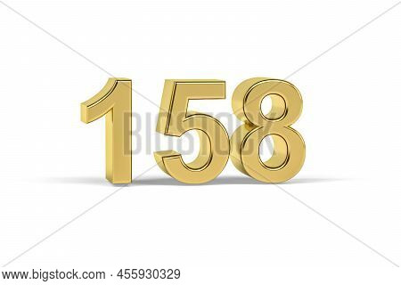 Golden 3d Number 158 - Year 158 Isolated On White Background - 3d Render