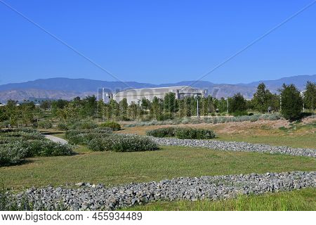 TUSTIN, CALIF - 5 JUN 2022: The Flight at Tustin Legacy, seen from park. The campus features eleven 